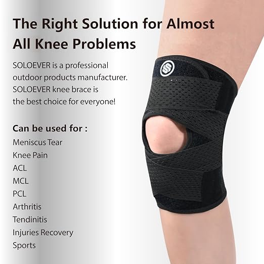 Knee Brace with Side Stabilizers for Knee Pain, Adjustable Knee Support for Meniscus Tear ACL MCL Arthritis Injury Recovery, Breathable Knee Wrap for Men & Women, Workout, Sports (Black, XX-Large)