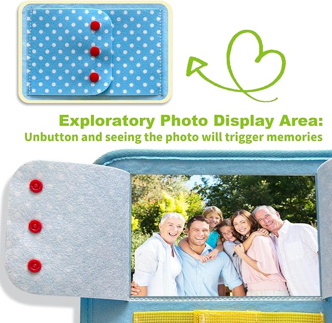 Fidget Blanket for Adults with Dementia, Best Gifts for Dementia Patients, Dementia Activities for Seniors, Busy board for Alzheimers Activities, 11.8 * 20.3 in, Blue