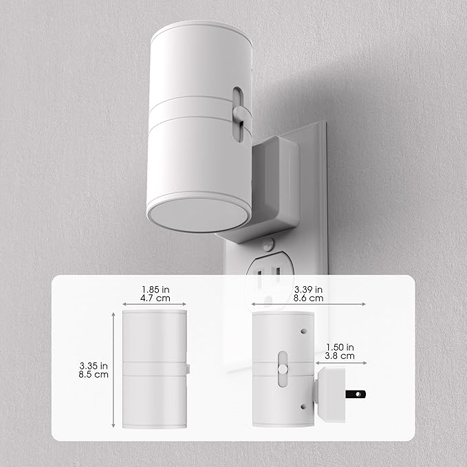 Briignite Night Lights Plug into Wall, Modern LED Night Light Plug in, Dusk to Dawn Sensor, 5000K Daylight, 0-100LM Adjustable Brightness, Dimmable NightLight for Hallway, Bedroom, Stairway, 2 Pack