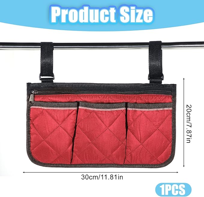 YBEATY Walker Bag Walker Storage Bag with Reflective Strips Folding Basket Wheel Chair Accessories Bags Lightweight Hand Free Storage Carrier Tote for Seniors Rollator Accessories (Wine Red)