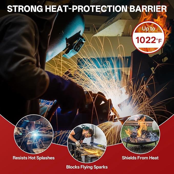 Welding Blanket Fire Resistant Large - 2 Pack 4x6ft Fiberglass Flame Retardant Fabric 1022 °F High Temp Heat Shield Blankets Insulation Mat for Soldering, Grill, Industrial, Smoker, Camping