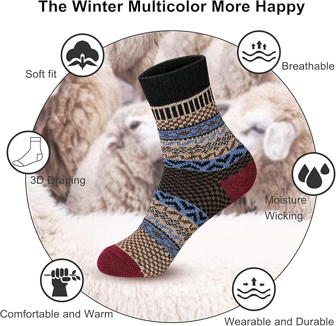 besky Warm Socks for Women Cozy Fuzzy Winter Socks