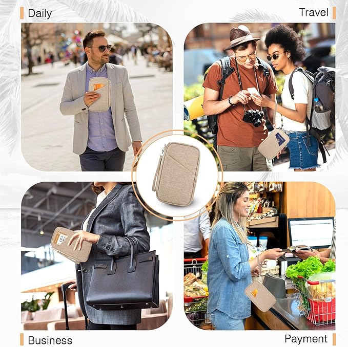 Passport Holder Family, Women Rfid Blocking Passport Wallet, Travel Essentials Premium Wallets, Waterproof Passport Holders Bag for Men Traveling, Travel Document Organizer Credit Cards Case