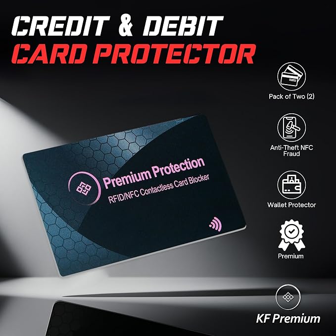 RFID Blocking Card (2 Pack) - 0.9mm Ultra Thin Credit & Debit Card Protector - One Card Shields Your Whole Wallet - Anti Fraud Contactless NFC Wallet Defender for Travel & Passport (Pink)