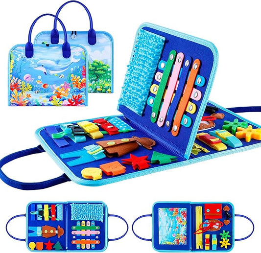 Fidget Blanket for Adults, Dementia Activities Busy Board with Calming Focus, Portable & Travel-Friendly for Seniors, a Thoughtful Gift