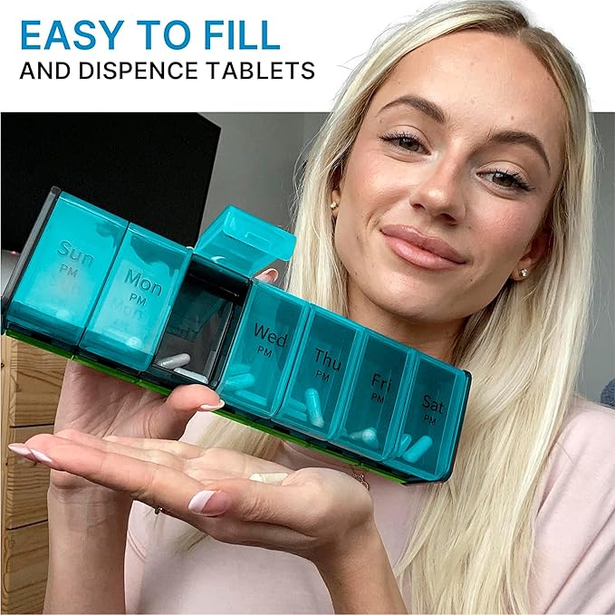 Extra Large Pill Organizer- XXL Pill Box 7 Day - Weekly Pill Organizer with AM PM Large Compartments Big Pill Case for Supplements Jumbo Pill Holder for Vitamins Huge Medicine Organizer 2 Times a Day