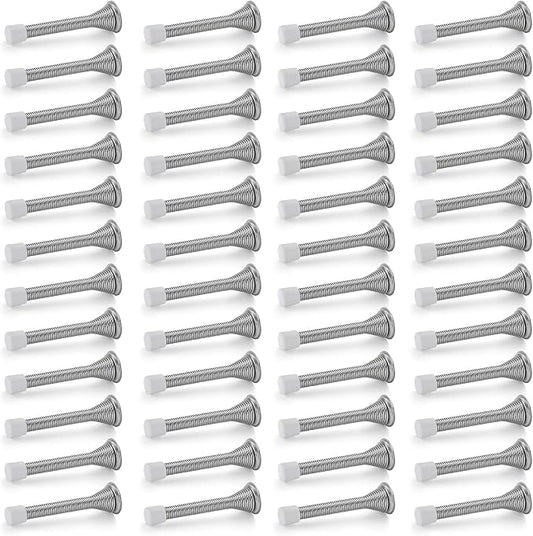 Ravinte Door Stoppers, 48 Pack Satin Nickel Spring Stops With Rubber Bumper for Bottom of Door