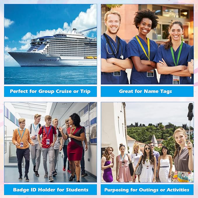 16 Pack Cruise Lanyard with Waterproof ID Card Holder, Colorful Solid Color Durable Lanyard with Badge ID Holder for Badge Card and Carnival Sail (Assorted Rainbow 8 Colors)