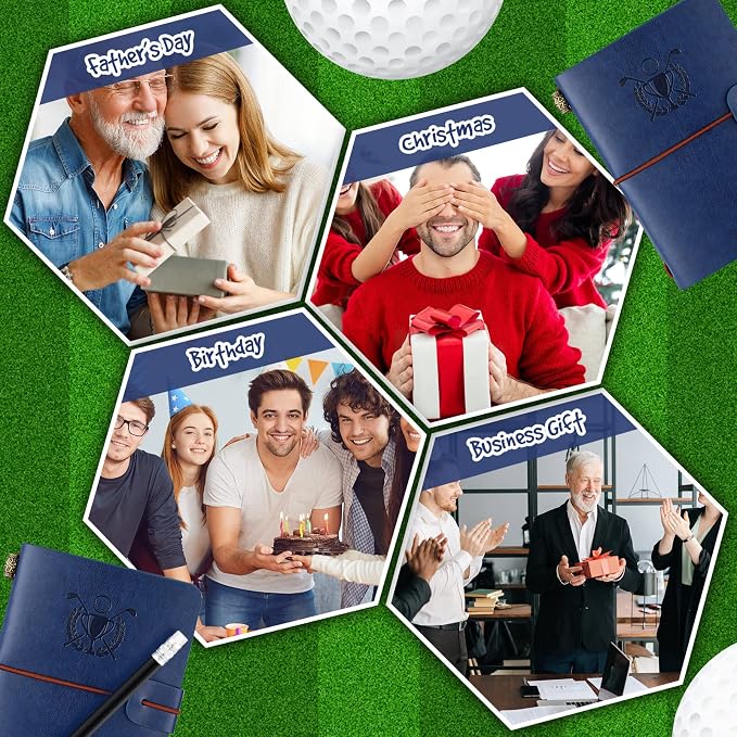 Yexiya Golf Scorecard Book with Pencil, Leather Golf Journal Scorecard Holder Accessories Notebook Log Pocket Score Cart Book Gift for Men Golfers, Sports and Outdoor Club Accessories