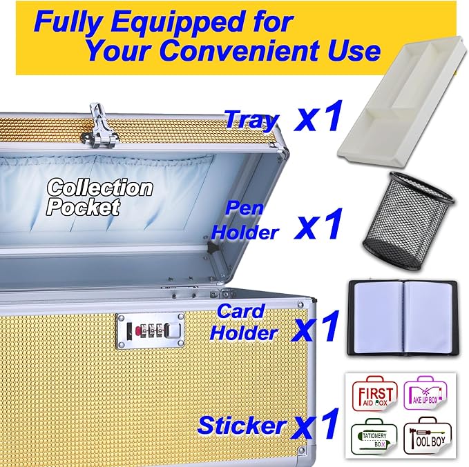Medicine Lock Box with Code, Secure Multipurpose Locking Box | Portable Combination Storage Lockbox, Childproof Medication Organizer Case, Portable First AidBox with Removable Utility Tray