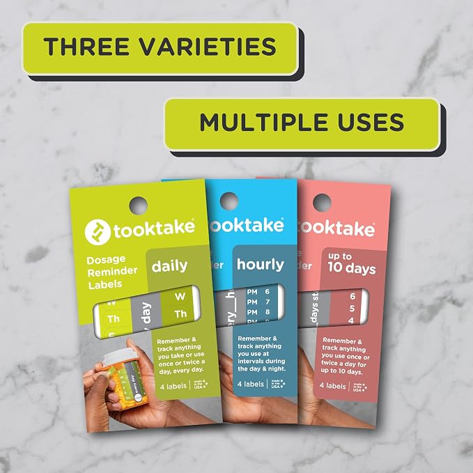 TOOKTAKE Daily Tracking Stickers for Vitamins & Medication in Any Form,Vitamin Organizer,Easy Pill Tracker,Daily Pill Organizer,Medicine Organizer,Weekly Pill Box,7 Day Week, AM/PM,Day & Night