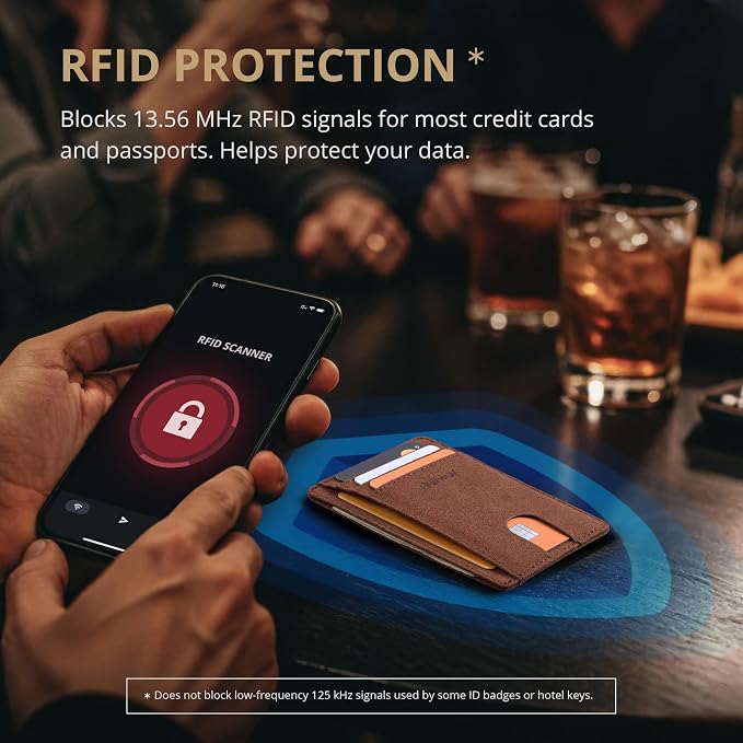 Buffway Slim Minimalist Front Pocket RFID Blocking Leather Wallets for Men and Women - At Sahara Coffee