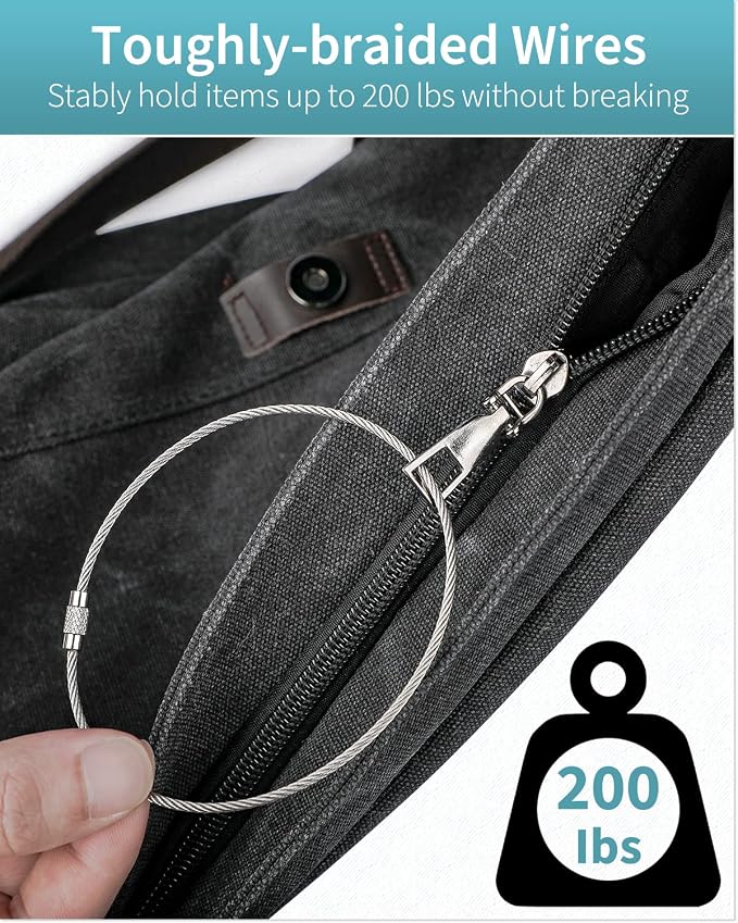 Pawfly 4"/6"/10" Wire Keychain Cable Key Ring Loop Holder 20/50/100Pcs | Large, Stainless Steel, Toughly Braided, Connectable, Corrosion Resistant, for Luggage Tag Kitchen Utensils