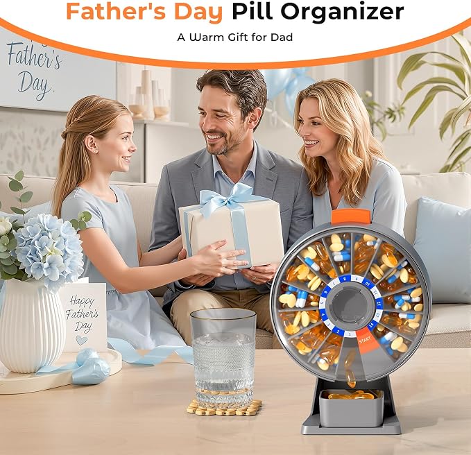 Daviky Daily Pill Dispenser, Large Capacity 14-Day Pill Organizer Box | Push Button Dispensing, Easy Open, Wall-Mounted or Standing, 14 Compartments, Senior-Friendly, for Medication & Vitamins