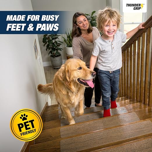 Clear Stair Treads Non-Slip Indoor 24" x 4" 18-Pack - Stair Grips for Wood
