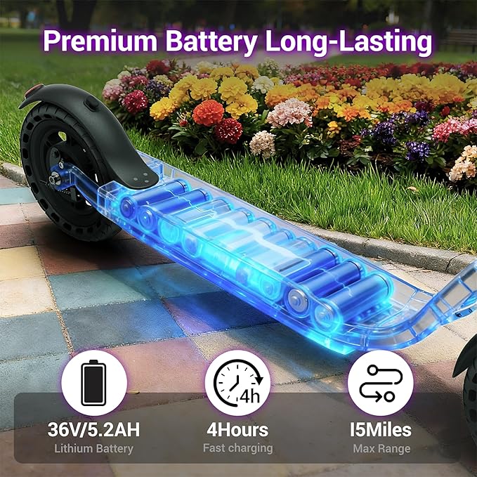 Electric Scooter for Adults, Folding E Scooter with 350W/500W Motor 16-24 Mph Top Speed, Max 15-60 Miles Long Range, 6.5''/8.5''/10''/14'' Solid Tires Commuting Scooters, Dual Brakes, APP