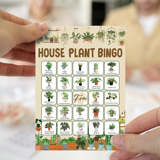 Plant Bingo Game Cards, Green House Plants Bingo Games for Adults, Greenery Bingo Cards Supplies, Birthday Party Decor Favors, Card Gifts for Plant Lover Friends Family Holiday, (Plant)