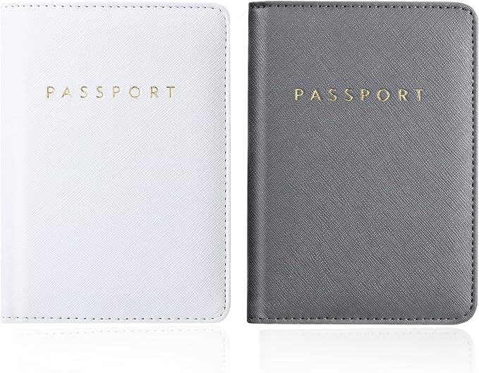 2 Pcs Passport Cover Holder for Travel Waterproof Leather Passport Wallet Case Book Travel Cruise Essentials for Women Men | 2 Pieces
