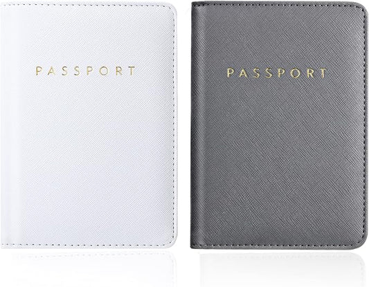 2 Pcs Passport Cover Holder for Travel Waterproof Leather Passport Wallet Case Book Travel Cruise Essentials for Women Men | 2 Pieces