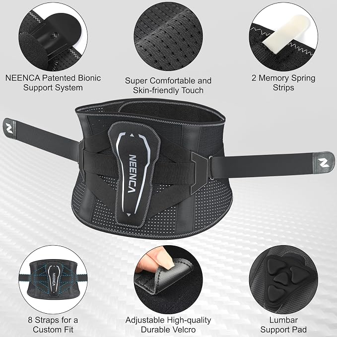 NEENCA Back Brace for Lower Back Pain with Bionic Support System, Adjustable Lumbar Support Belt for Women & Men with Lumbar Support 3D Pad, Breathable Mesh for Herniated Disc, Sciatica, Scoliosis...