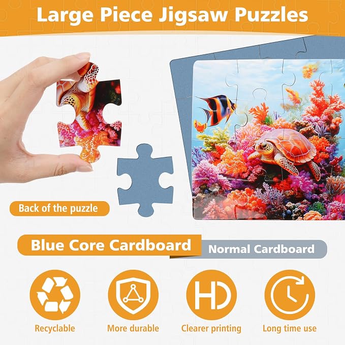 Large Piece Jigsaw Puzzles for Seniors with Dementia 6 Pack 20 Piece | Alzheimers Products for Elderly│Easy Memory Games, Cognitive Activities and Gifts for Patients in Nursing Homes
