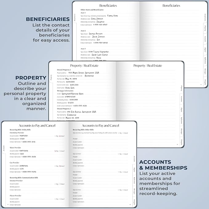 Skyline End of Life Planner – Emergency File Notebook for Important Information & Final Wishes – When I Die Beneficiary Book Organizer (Space Blue)