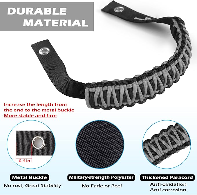 SEVEN SPARTA 4pack Roll Bar Grab Handles for Ford Bronco 2021-2026 2/4 Door | No Drill Install, Color-Matched Paracord Handles, Uses Factory Bolts, Sturdy & Comfortable Grip for 2021-2026 Bronco 2/4 Door