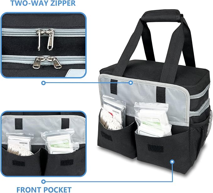 Double Layers Medicine Organizer Storage Bag with Dividers | Pill Bottle Organizer Bag | First Aid Bag | Medication Organizer Bag | Medical Bag for Medical Supplies & Equipment