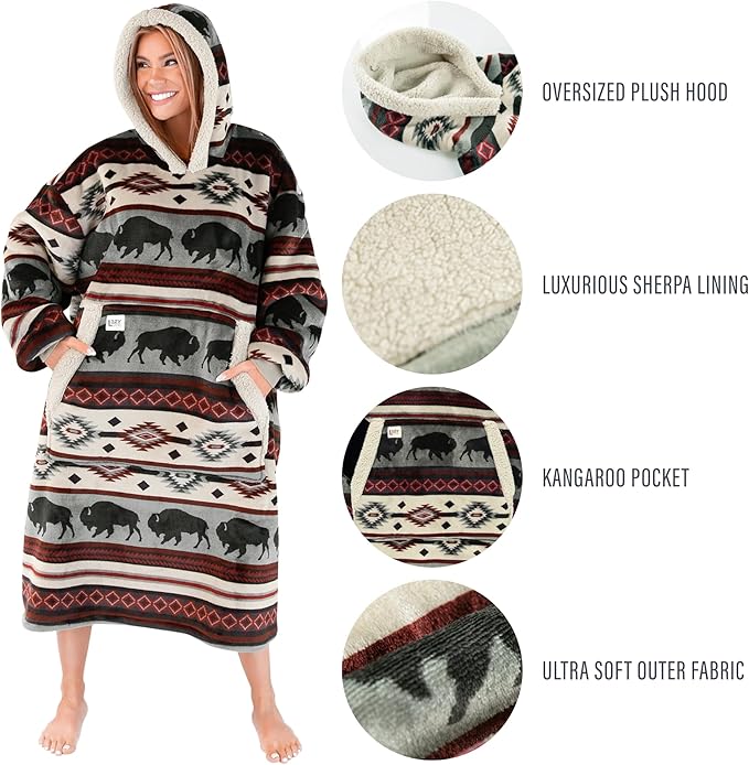 LazyOne Oversized Blanket Hoodie, Oversized Hoodies for Women and Men, One Size Fits All Wearable Blankets