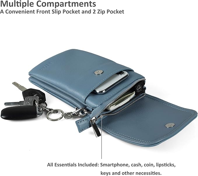 befen Genuine Leather Small Crossbody Bags for Women Cell Phone Travel Bag | Soft Real Leather, Adjustable Shoulder Strap, Card Slots, Compact Size, Daily Travel Shopping Outing Use, Phone Purse