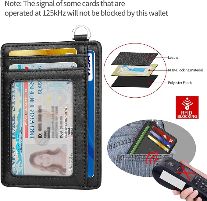 Slim Minimalist Front Pocket Wallet, RFID Blocking Credit Card Holder Wallet with Detachable D-Shackle for Men Women