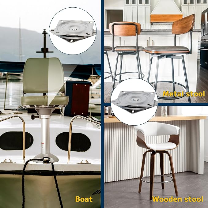 marinexplore Boat Seat Swivel,Stainless Steel Seat Swivel Mount Base for Bass Jon Boat,Bar Stool,Chair