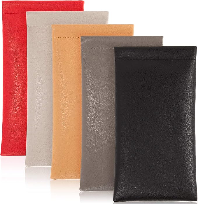 TRIUMPH VISION Eyeglass Case Glasses Case Soft Sunglass Pouch Sleeve 3 Pack | Slim Lightweight Alternative to Bulky Case, Leather Lined Protect Lens, Squeeze Easy to Use, Stylish Portable for Daily Use