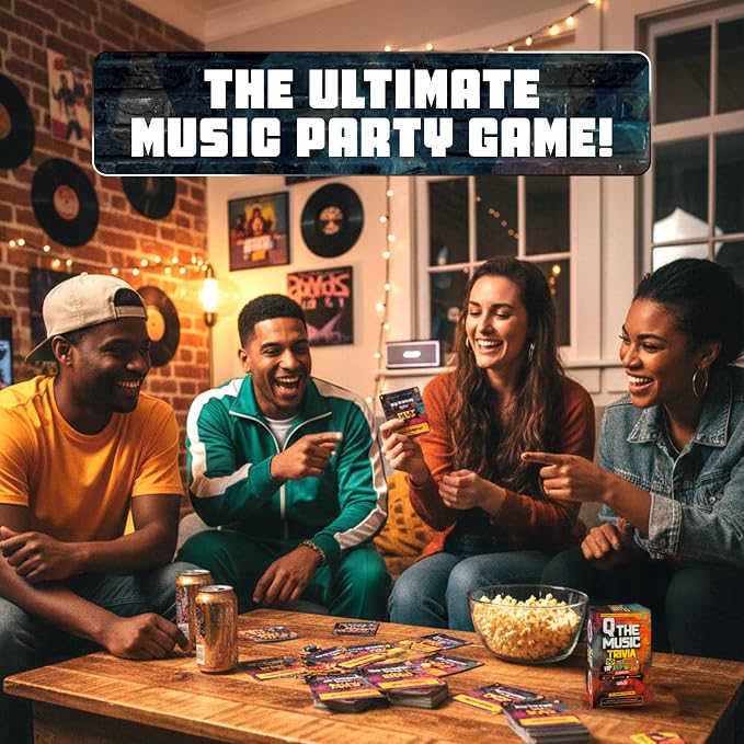 Q The Music Hip Hop & R&B Edition 90s & 2000s – Music Lyric Party Trivia Quiz Card Game for Adult and Family Game Nights, 2-10 Players, Scan, Listen to Hits, & Answer Trivia – Adult Games for Parties