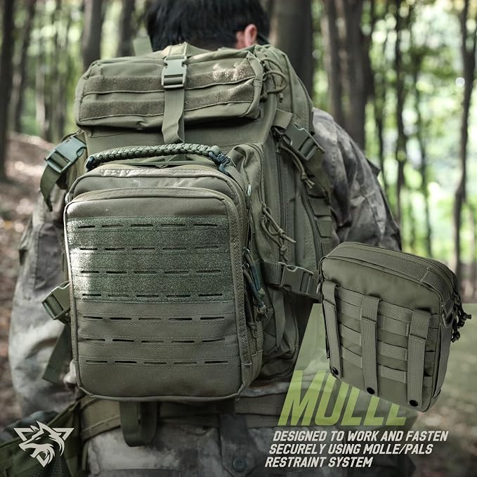 WYNEX Tactical Molle Admin Pouch, Molle Pouches of Double Layer Design | Utility EDC Pouch Organizer, Modular Tool Pouch, Medical EMT Attachment Bag,Large Capacity, Elastic Webbing Insert Panel