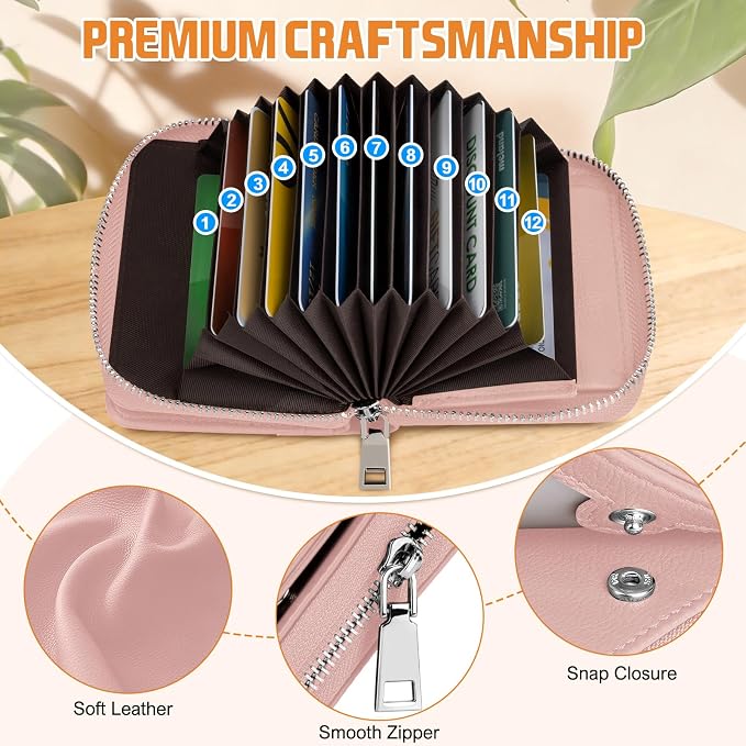 HUANLANG Mens Wallet RFID Blocking Multi Card Holder Wallets for Men Bifold Wallet with Zipper Small Men's Leather Wallet