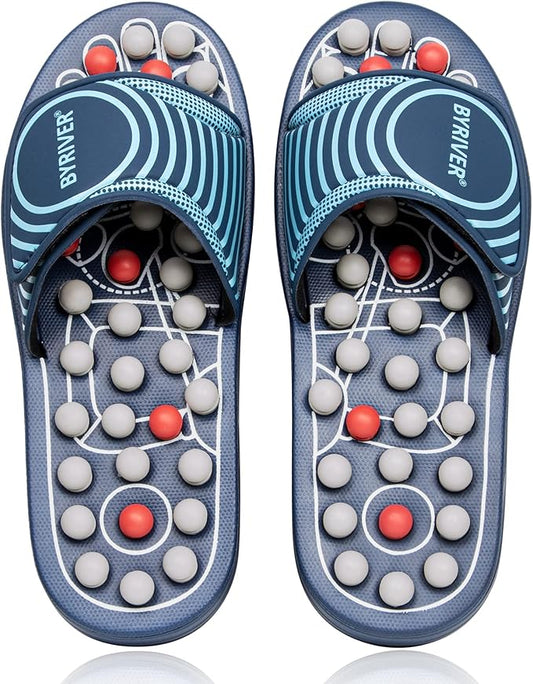 BYRIVER Acupressure Foot Massage Slippers Shoes Sandals, Reflexology Massager Tools, Relieve Back Tension Pressure Arthritis Pain, Present Gifts for Dad Mom(05L)