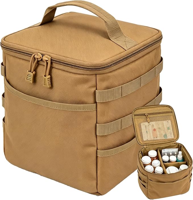 Travel Medicine Bag,Medication Pill Bottle Organizer Empty Case | Medicine Bag For Traveling,Hold Large Pill Bottles,Empty First Aid Bag