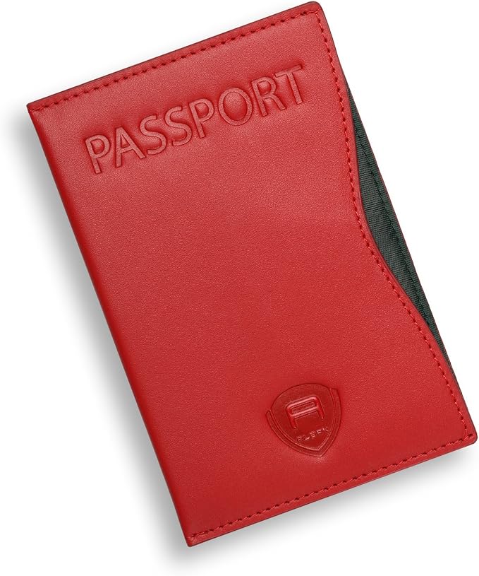 Alban RFID Passport Holder for Women & Men, Genuine Leather Passport Cover | RFID blocking design helps protect personal information while traveling, Slim genuine leather case for travel essentials