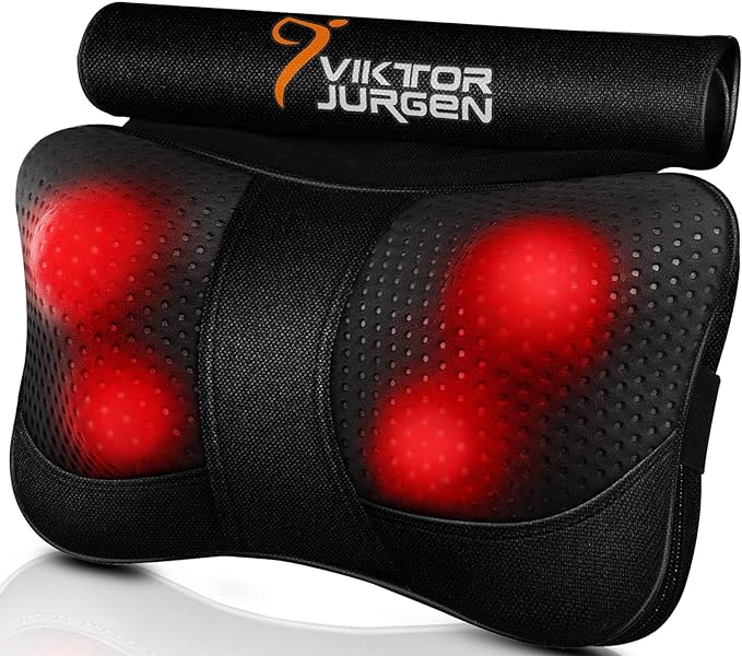 VIKTOR JURGEN Shiatsu Back Massager with Heat - Kneading Massage Pillow for Neck, Shoulder Pain Relief - Christmas Gift for Women, Men, Dad, Mom - Great for Mother's Day, Father's Day, Valentine's Day