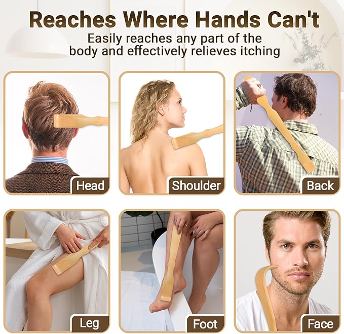 Wooden Bamboo Back Scratcher, 17" Natural Handmade 1 Pack | Back-Scratchers for Men and Women, New Upgraded Long Massager, Relaxation Gifts for Mom and Dad, Gifts for Father's Day