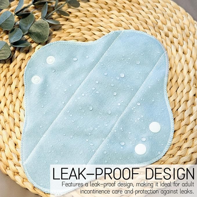 9 Pieces Reusable Graphene Incontinence Pads - Leak-Proof, Washable Sanitary Napkin for Elderly Care and Mobility Support