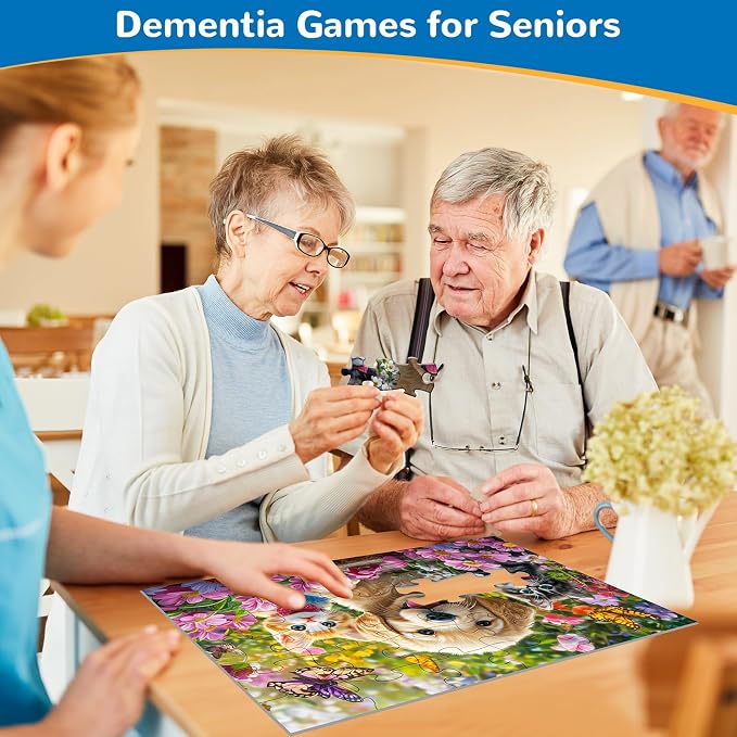 6 Packs 36 Large Piece Puzzle for Seniors,Dementia Alzheimer's Products Activities for Elderly Adults,Easy Puzzle Alzheimer’s Memory Cognitive Game Gift for Patient in Nursing Home with 6 Storage Bags