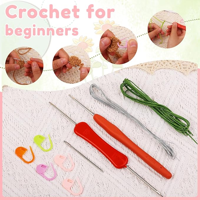 Crochet Kit, Tulip and Sunflower Crochet Kit for Beginners, Knitting Kit | Beginner Crochet Kit, Crochet Flower Kit with Step-By-Step Video Tutorials, Beginner Crochet Kit for Adults