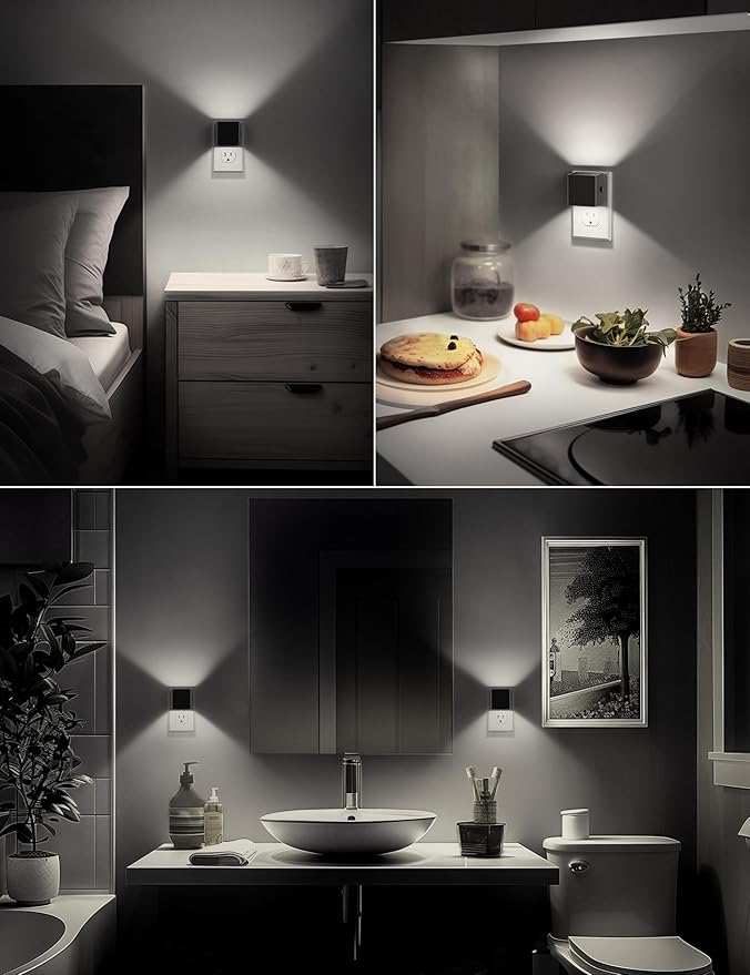 DORESshop LED Night Lights Plug into Wall [4 Pack], Plug in Nightlight, 3 Level Brightness Adjustable Night Light, Dusk to Dawn Sensor, Nightlights for Adults, Bedroom, Bathroom, Hallway, 5000K