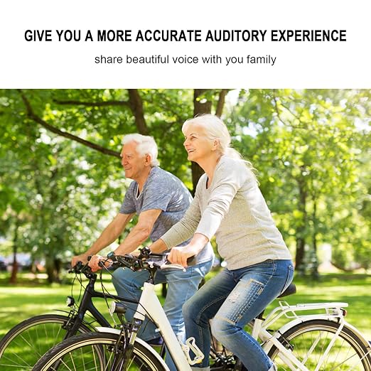 BLJ Hearing Aid for Seniors and Adults with Noise Reduction and Feedback Cancellation ITC Hearing Amplifier, 7 Batteries and 9 Ear Domes (Blue-Left Ear)
