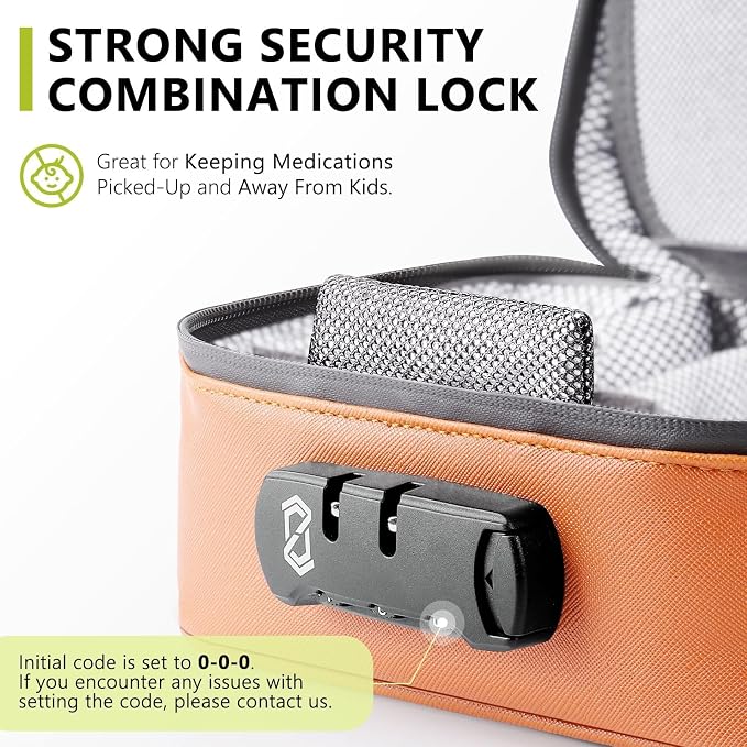 OZCHIN Smell Proof Bag with Combination Lock File Organizer Case Container Medicine Odorless Storage Lock Box Great Gift for Friend (Brown, M)