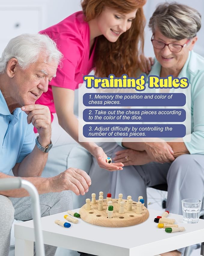 Activities for Elderly with Dementia – Wooden Memory Chess | Ideal Alzheimers Toys & Games, Fidget Blanket Alternative, Perfect Gifts for People with Dementia