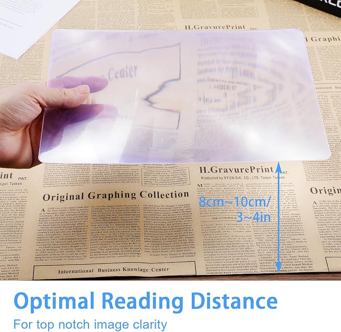 4 Pcs Page Magnifying Sheet 3X 5X Clear Lightweight Magnifier Flat Plastic Optical Fresnel Lens Handy Card Size Magnifier Bookmark for Seniors Reading Small Prints People with Low Vision