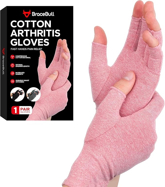 Fingerless Compression Gloves (1 Pair), Cotton Arthritis Gloves Women Men, Arthritis Pain Relief Gloves, Hand Compression Gloves Arthritis for Carpal Tunnel, Rheumatoid, Tendonitis